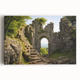 Black and white print of ancient ruins on large stretched canvas, suitable for kitchen wall art.