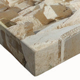 Large art depicting ancient ruins in black and white on stretched canvas, suited for bedroom wall placement.
