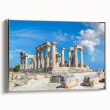 Framed canvas landscape art painting depicting ancient ruins in a colorful palette.