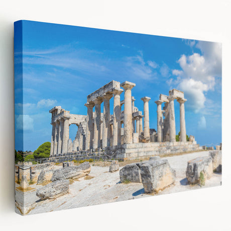 Large stretched canvas of ancient architecture ruins in muted earth tones, ideal for kitchen wall art.