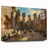 Acrylic print of ancient ruins in muted earth tones, ideal for dining room or bedroom decor.