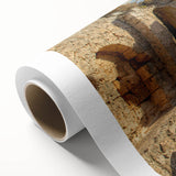 Art Deco poster of ancient ruins in muted earth tones, printed on rolled canvas, ideal for nursery wall art or dining room.