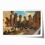 Extra large rolled print depicting ancient ruins in muted earth tones, ideal for art wall dining room.