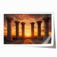 Extra large rolled print of ancient ruins in muted earth tones, ideal for classy bathroom wall art.