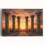 Black and white photo of ancient ruins on large stretched canvas, suitable for kitchen wall art.