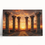 Black and white print of ancient ruins on a large stretched canvas, ideal for kitchen wall art or bedroom ambiance.