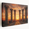 Ancient ruins depicted in muted earth tones on a large stretched canvas, suitable for kitchen wall art.