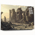 Acrylic print of ancient ruins in muted earth tones, ideal for dining room decor.