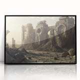Large abstract wall art of ancient ruins in black and white, framed acrylic, suitable for modern art wall decor.