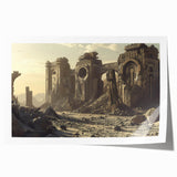 Extra large rolled print of ancient ruins in muted earth tones, ideal for dining room or bathroom wall art.