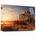 Acrylic print of ancient ruins in muted earth tones, ideal for dining room or bedroom decor.
