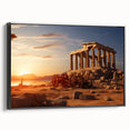 Black and white framed canvas of ancient ruins in a landscape format, ideal for bedroom wall art.