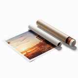 Extra large rolled print of ancient ruins with floral motifs in earth tones, ideal for classy bathroom wall art.