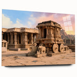 Acrylic print of ancient ruins in muted earth tones, ideal for bedroom or dining room decor.