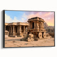 Black and white framed canvas of ancient ruins in a vintage poster style, ideal for bedroom wall decor.