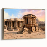 Framed canvas of ancient ruins in a landscape, with muted earth tones, ideal for bedroom wall art.