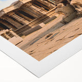 Art deco poster of ancient ruins in muted earth tones on rolled canvas, suitable for dining room or bathroom wall art.