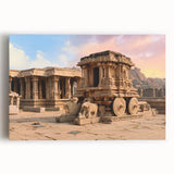 Black and white photo of ancient ruins on stretched canvas, ideal for kitchen wall art.