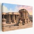 Side view of a large stretched canvas depicting ancient ruins in muted earth tones, suitable for kitchen wall art.