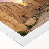 Art deco poster of ancient ruins in muted sepia tones on rolled canvas, suitable for dining room wall art.