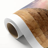 Art Deco poster of ancient ruins in muted earth tones on rolled canvas, suitable for nursery wall art or dining room decor.