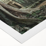 Art deco poster depicting ancient ruins in muted earth tones on rolled canvas, ideal for dining room wall art.