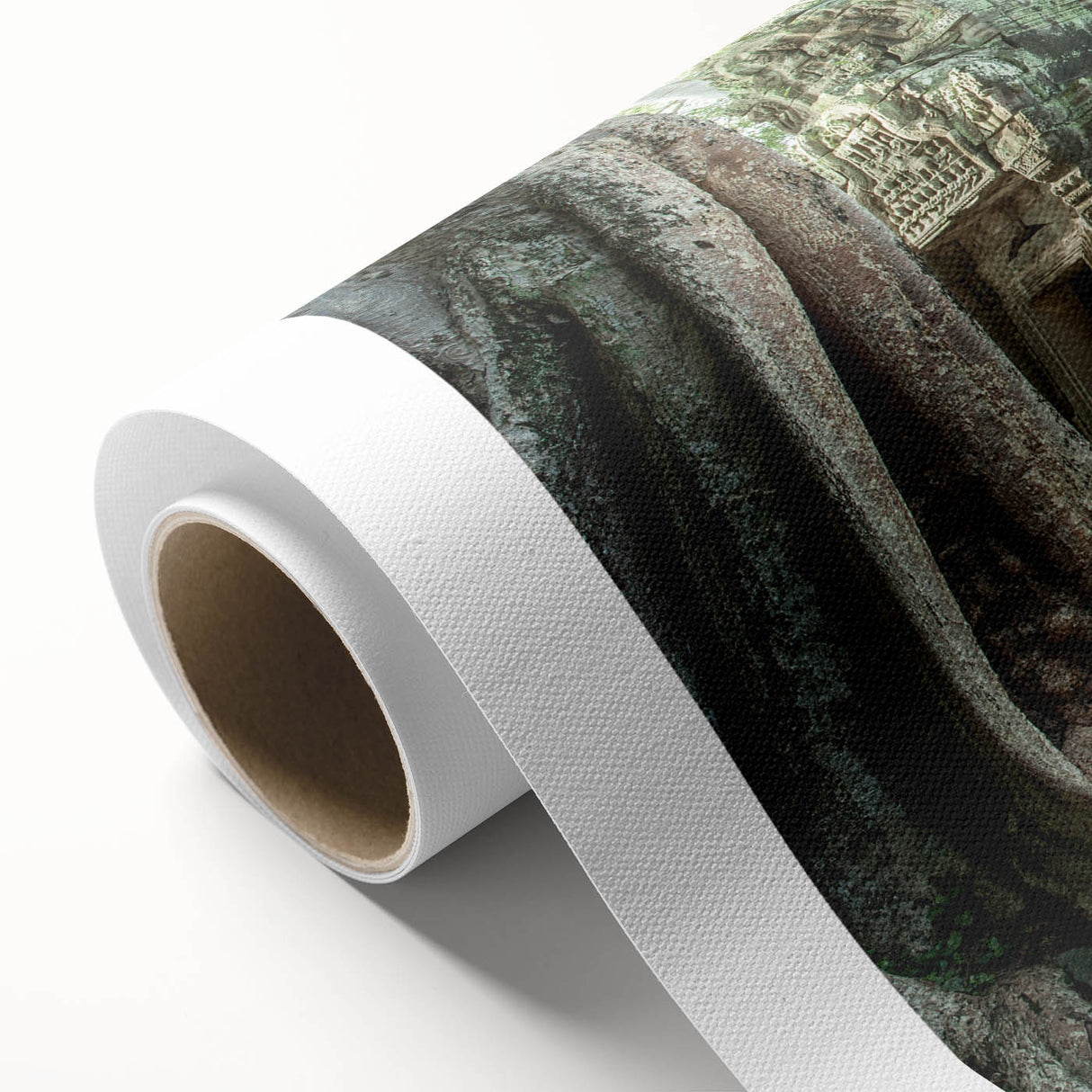 Art deco poster of ancient ruins in muted earth tones on rolled canvas, ideal for nursery wall art.