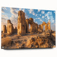 Acrylic print of ancient ruins in muted earth tones, ideal for dining room decor.