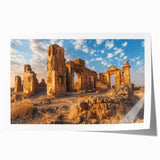 Extra large rolled print of ancient ruins in muted earth tones, suitable for art wall dining room or bathroom.