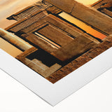 Art Deco poster of ancient ruins in muted beige and brown tones on rolled canvas, suitable for dining room wall art.