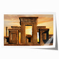 Rolled print of ancient architectural ruins in muted earth tones, ideal for art wall dining room.