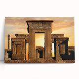 Black and white print of ancient ruins on a large stretched canvas, suitable for kitchen or bedroom decor.