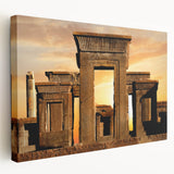 Stretched canvas wall art featuring ancient architectural ruins in earth tones, ideal for kitchen wall decor.