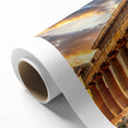 Art Deco poster of ancient ruins in muted earth tones on rolled canvas, ideal for nursery wall art or dining room decor.