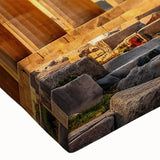 Black and white landscape art painting of ancient ruins on a large stretched canvas, ideal for bedroom wall decor.