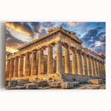 Black and white print of ancient ruins on stretched canvas, suitable as large kitchen wall art or bedroom decor.
