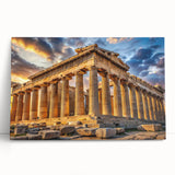 Black and white photograph of ancient ruins printed on a large stretched canvas, ideal for kitchen wall art.