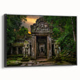 Black and white framed canvas of ancient ruins in a vintage poster style, ideal for bedroom wall decor.