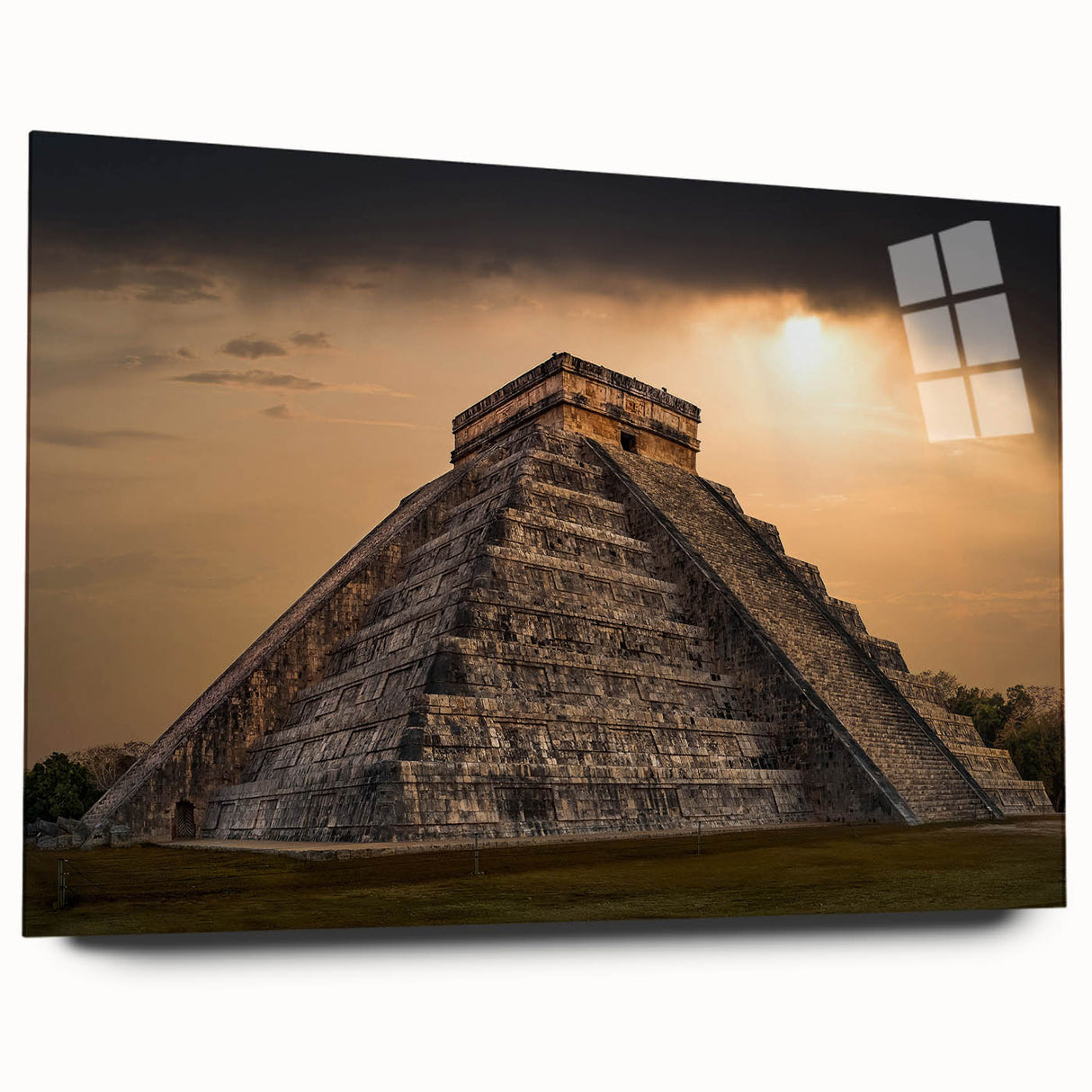 Acrylic print of ancient ruins in muted earth tones, ideal for bedroom or dining room art.