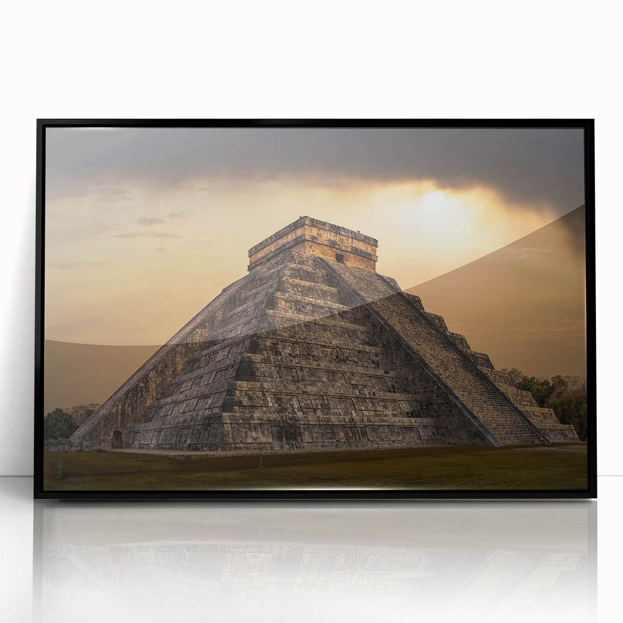 Large abstract wall art depicting ancient ruins in monochrome tones on a framed acrylic, suitable for modern art wall decor.