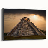 Black and white framed canvas of ancient ruins in a landscape setting, ideal for bedroom wall art.