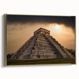 Framed canvas depicting ancient ruins in muted earth tones, ideal for bedroom wall art.