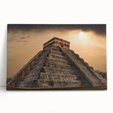 Black and white photo of ancient ruins on stretched canvas, suitable as large kitchen or bedroom wall art.