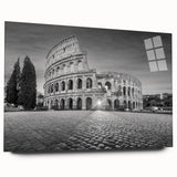 Large abstract wall art of ancient ruins in muted earth tones, acrylic print, ideal for bedroom or dining room decor.