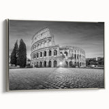 Framed canvas featuring a vintage poster art of ancient ruins in muted earth tones.