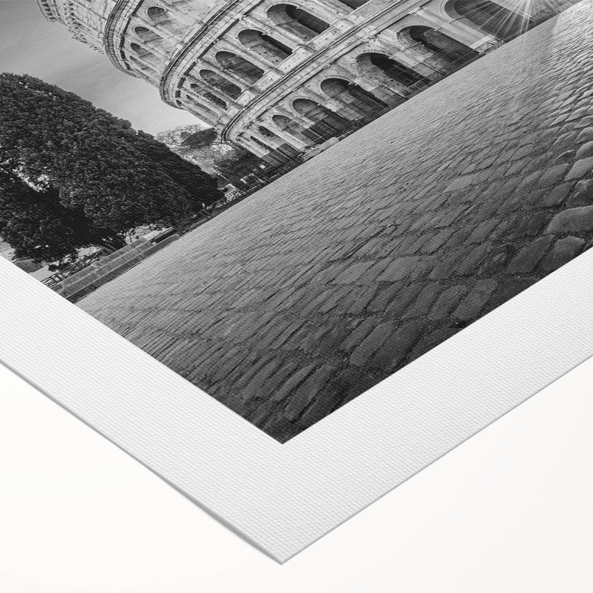 Art Deco poster of ancient ruins on rolled canvas, featuring earthy tones, suitable for dining room or bathroom wall art.