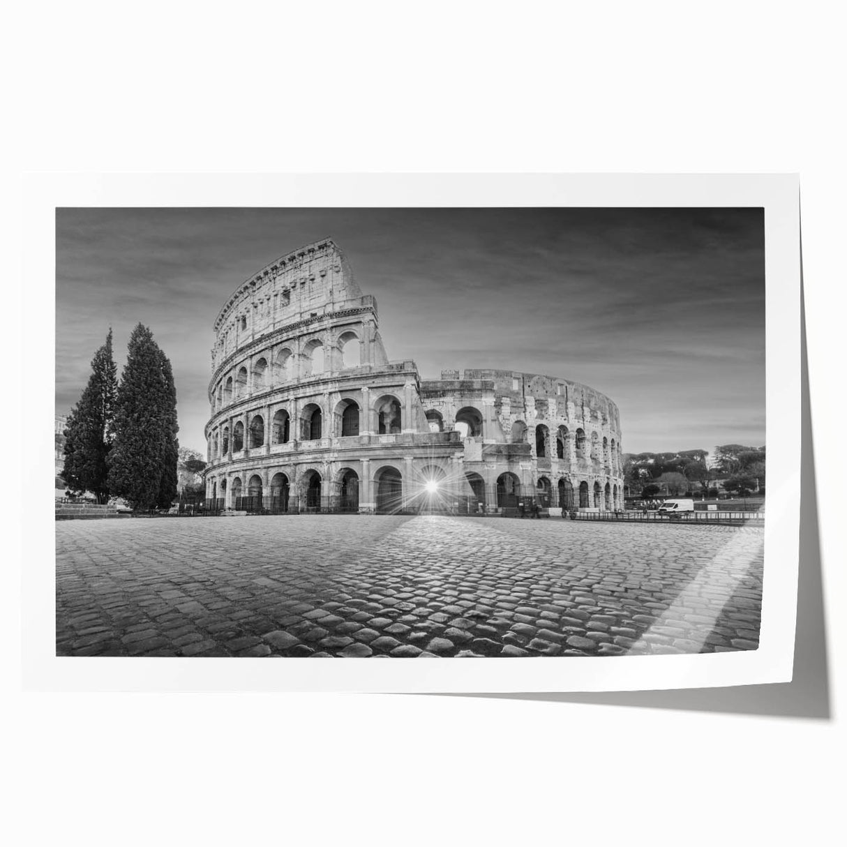 Extra large rolled print of ancient ruins in muted earth tones, ideal for art wall dining room.