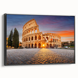 Black and white framed canvas of ancient ruins landscape, ideal for bedroom wall art.