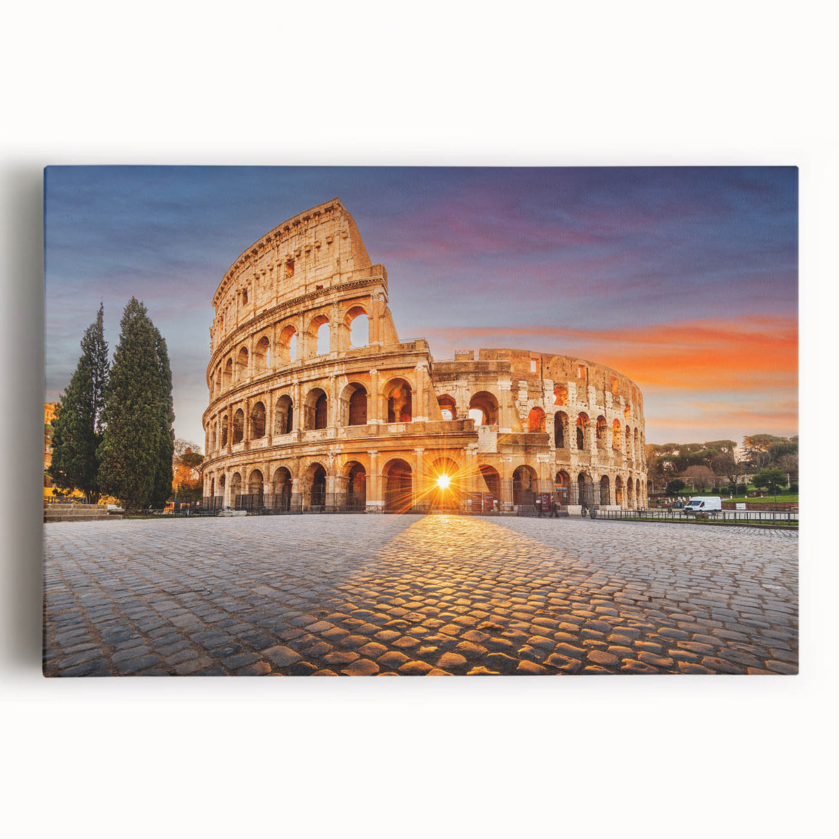 Black and white photograph of ancient ruins on stretched canvas, ideal for kitchen wall art.