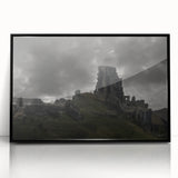Framed acrylic print of large abstract wall art depicting ancient ruins in monochrome, ideal for modern art wall decor.